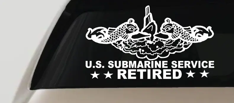 US Submarine Service Retired Dolphins Decal - Car Truck Window Sticker