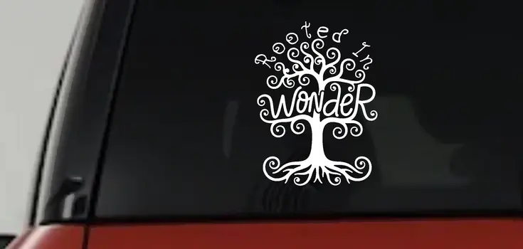 Rooted in Wander Swirl Tree Decal Sticker for Car Truck Window