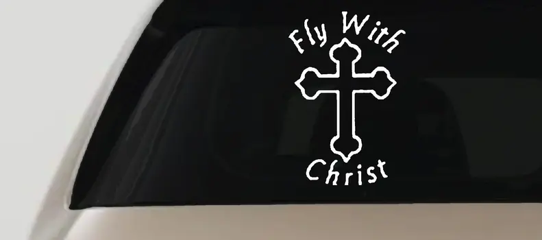 Fly With Jesus Christ Cross Decal - Christian Car Window Sticker