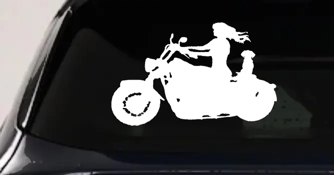 Women Biker Jack Russell Terrier Car Truck Window Decal Sticker