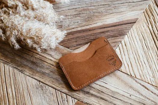 Skórzane etui na karty - cardholder - jasny brąz