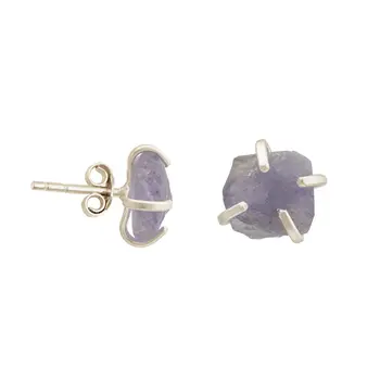 Handmade Tanzanite Earrings in its Natural form in Silver 925