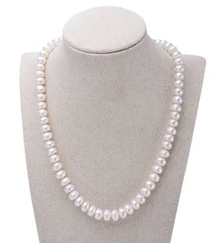 Freshwater Button Shape White 17.7 inches Hawthorne Strand Necklace 8-9 mm AAA