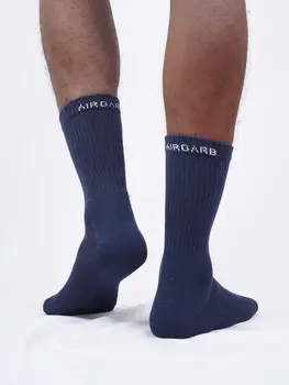Premium Cotton Crew Socks for Men and Women Pack of 2 Pairs - White and Blue