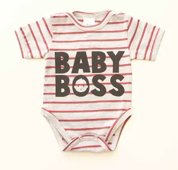 Rövid ujjú dupla patentos " Baby Boss" feliratú baba body