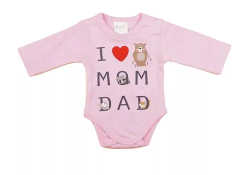 ABR Hosszú ujjú pamut body - Rózsaszín - Mom Dad (44)