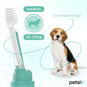 2 replacement heads for Petsie dog toothbrush (size M  10-20 kg)