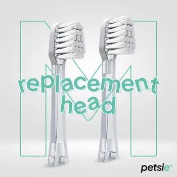 2 replacement heads for Petsie dog toothbrush (size M  10-20 kg)