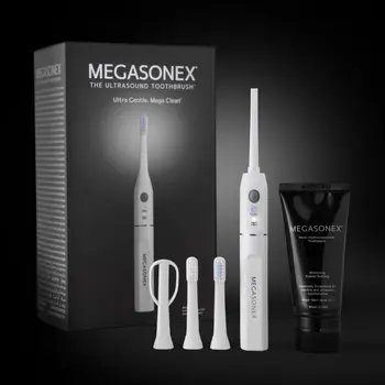 Megasonex ultrasound toothbrush, tongue scraper, toothpaste (All in)