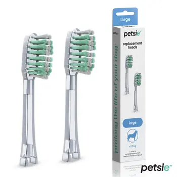 2 replacement heads for Petsie dog toothbrush (size L 20+kg)