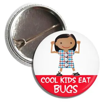 Button: COOL KIDS EAT BUGS - GIRL