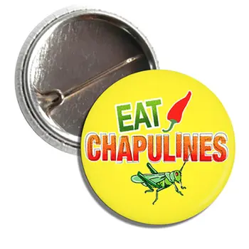 Button: EAT CHAPULINES YELLOW