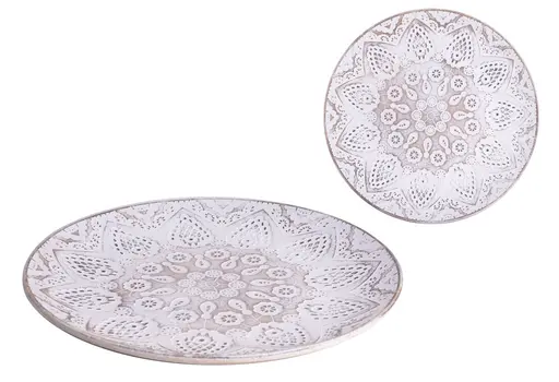 WOODEN BOWL CIRCLE LACE EFFECT 40*4