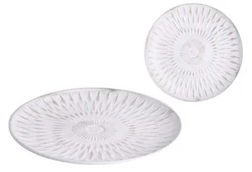 WOODEN BOWL ROUND SPIKE WHITE. 30*3