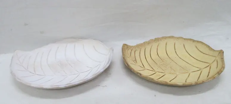 WOODEN BOWL LEAF FEH/NAT2S24*19