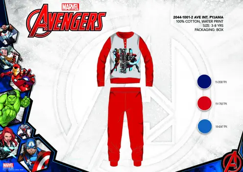 Winter cotton interlock children's pajamas - Avengers - red - 122