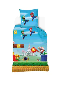 Super Mario 100% cotton bedding set 140x200cm bed sheet + 70x90cm pillowcase