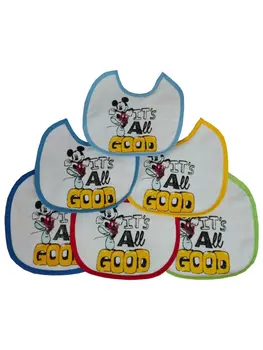 Mickey Mouse baby bib 6 pieces/pack - cotton bib - light blue-medium blue-dark blue-yellow-red-green