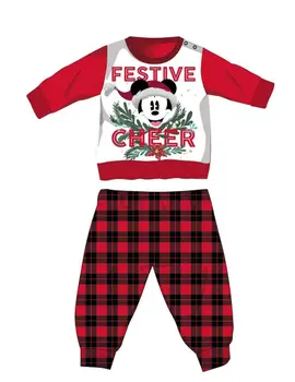 Disney Mickey mouse winter thick Christmas baby pajamas - cotton flannel pajamas - red-black - 80