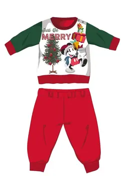 Disney Mickey mouse winter thick Christmas baby pajamas - cotton flannel pajamas - red-green - 92