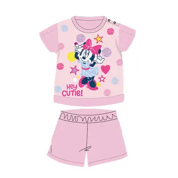 Nyári rövid ujjú pamut baba pizsama - Disney Minnie egér - csillagos - világosrózsaszín - 80