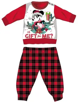 Disney Minnie mouse winter thick Christmas baby pajamas - cotton flannel pajamas - red-black - 92