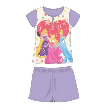 Summer short-sleeved cotton pajamas for children - Disney Princesses - light purple - 98