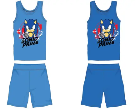 Sonic cotton summer ensemble - t-shirt and shorts set - medium blue - 128
