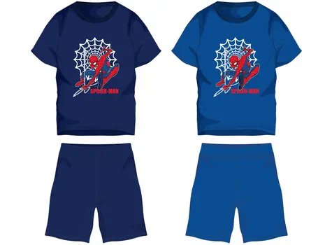 Spiderman cotton summer ensemble - T-shirt-shorts set - medium blue - 128