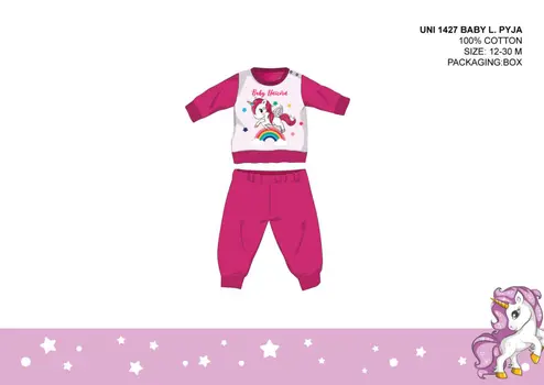 Unicorn baby pajamas - jersey cotton pajamas - pink - 80