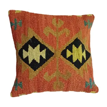 Geometric Raw Sienna Kilim Cushion Cover