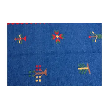 Vintage Handwoven Tory Blue Kilim Rug