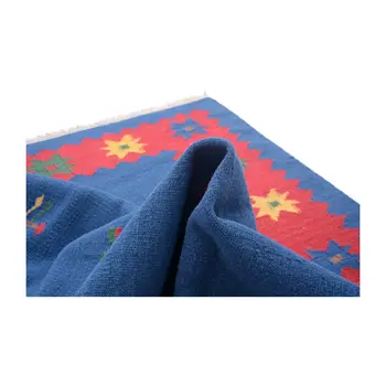 Vintage Handwoven Tory Blue Kilim Rug
