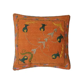 Embroidered Woolen Bourbon Cushion Cover
