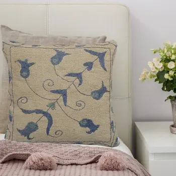 Embroidered Woolen Pine Cone  Cushion Cover