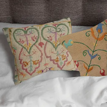 Embroidered Woolen Olive Haze Cushion Cover