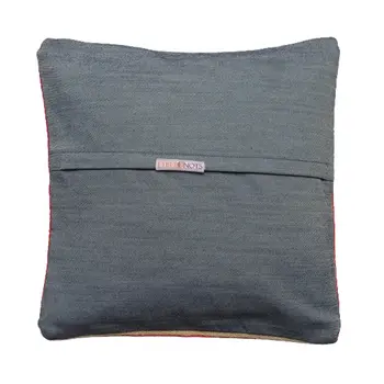 Embroidered Woolen Olive Haze Cushion Cover
