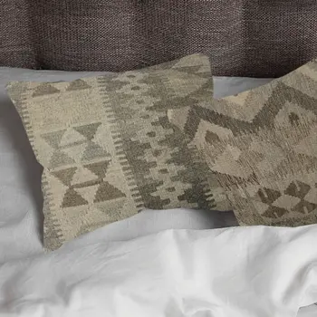 Kilim Handwoven Gray Olive  Cushion Cover