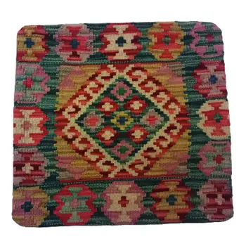 Kilim Handwoven Racing Green Cushion Cover