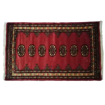 Handknotted Bokhara Bright Red Wool Mat