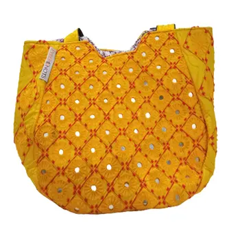 Handmade Antique Moon Yellow Tote Bag