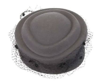 Large grey & black felt beret hat