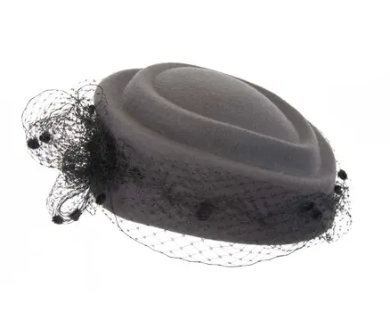 Large grey & black felt beret hat