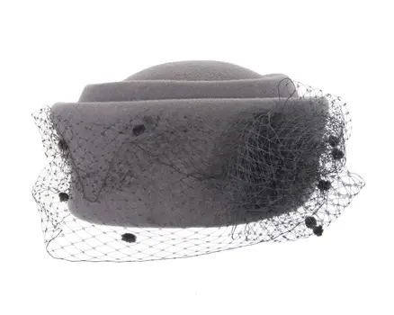 Large grey & black felt beret hat