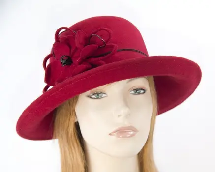 Red felt ladies fashion hat by Max Alexander