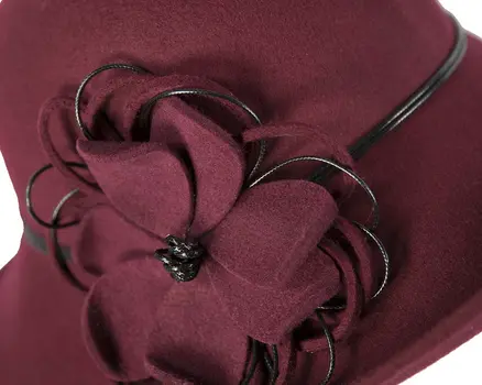Burgundy felt ladies fashion hat by Max Alexander