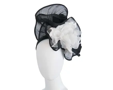 Bespoke large black & white fascinator