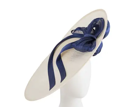 Large cream and blue fascinator hat for Melbourne Cup Ascot races buy online in Aus