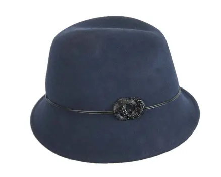 Navy ladies fashion felt trilby hat by Max Alexander