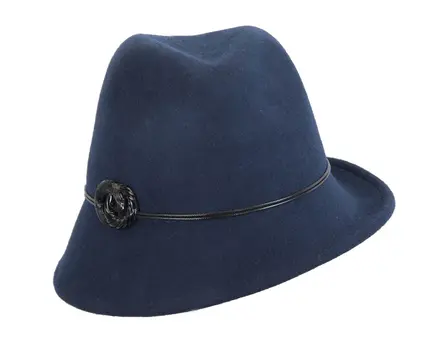 Navy ladies fashion felt trilby hat by Max Alexander